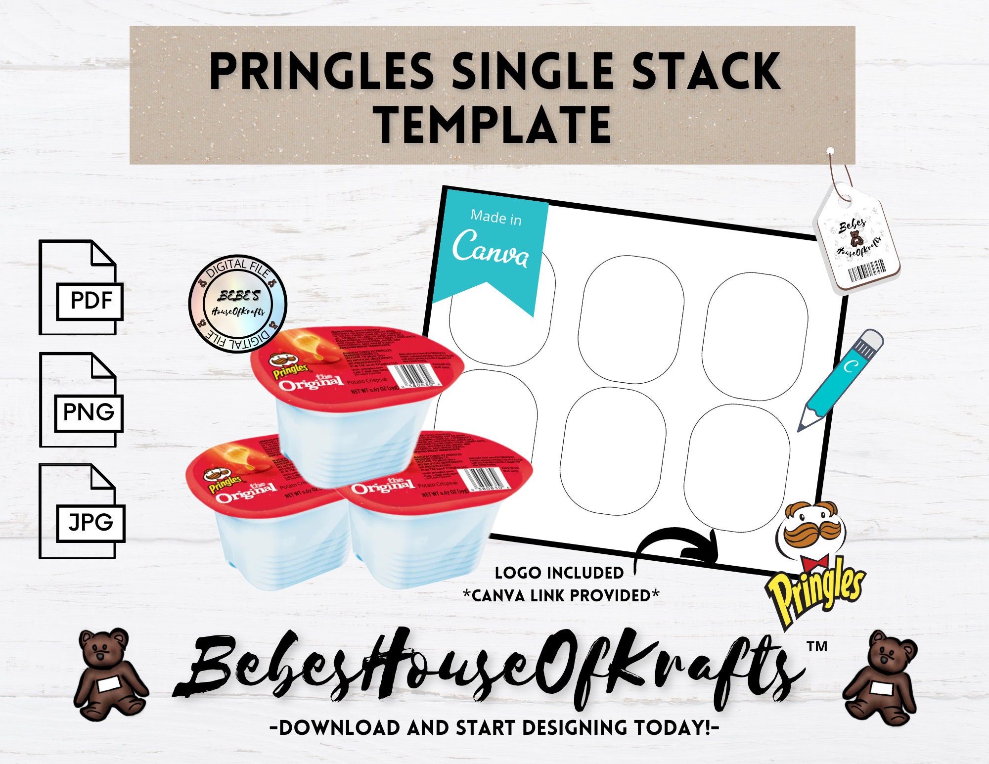 Blank Pringles Single Stack Label Template Canva Link