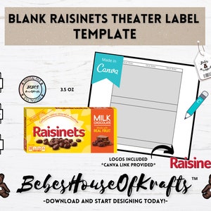 Blank Raisinets Theater Box Label Template| Canva Template| Diy Label| Digital Download