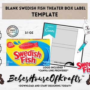 Blank Swedish Fish Label template | Canva Link | DIY Labels | Party Favors
