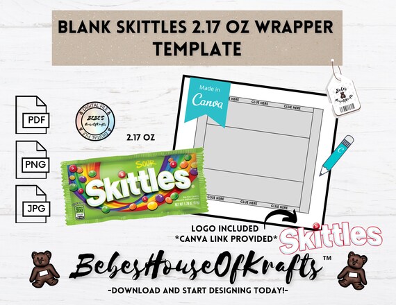 Blank Skittles 2.17 Oz Wrapper Template Canva Link Digital Download - Etsy