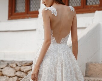 Wedding dress A style Lace Open Back Bridal Gown