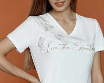 T-shirt durable de luxe avec logo en dentelle 3D « l’essentiel » Collection