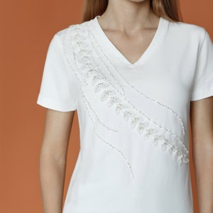 Luxury Sustainable T-shirt with 3D Lace the Essential Collection image 1