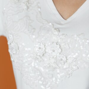 Luxury Sustainable T-shirt sequin embroidery the Essential Collection Organic Cotton image 4