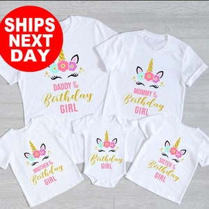 Girls Birthday Family Shirts, Birthday Girl Family Shirts, Unicorn Birthday Girl, Daddy Mommy Sister Brother Of The Birthday Girl Matching