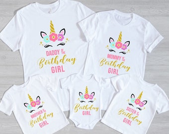 Personalized Birthday Girl Shirt Birthday Family Shirt Unicorn Family Shirt Birthday Girl Unicorn Shirt Unicorn Birthday Party Shirt