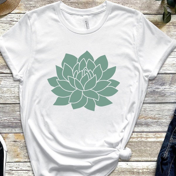 Lotus Flower T-shirt, Lotus Shirt, Lotus Pattern Tee, Minimalist Tee, Gift for Mom, Flower T-shirt, Flower Silhouette Tee, Mandala Shi