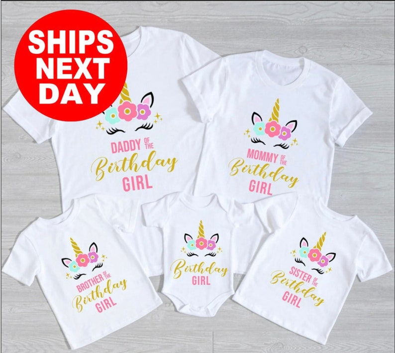 Girls Birthday Family Shirts, Birthday Girl Family Shirts, Unicorn Birthday Girl, Daddy Mommy Sister Brother Of The Birthday Girl Matching 