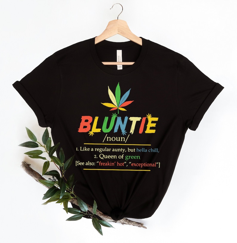 T-shirt made from high-quality fabric print colorful letter "Bluntie" and cool definition