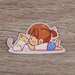 Flocked Stickers Pack of 16 Cute Stickers Happy Girl and Her Kitten ...