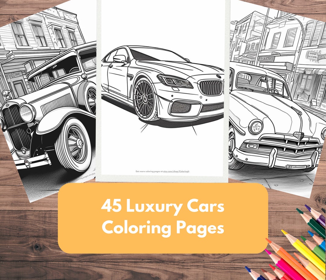 45 Luxury Car Coloring Pages Printable Coloing Book Drawings - Etsy