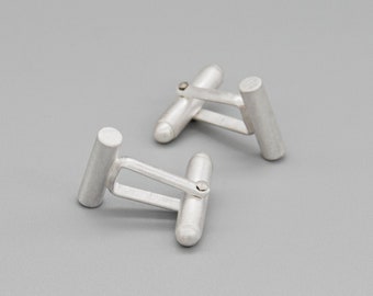 Exclusive* | Cylinder Bar Cufflinks | Textured & Oxidised Sterling Silver