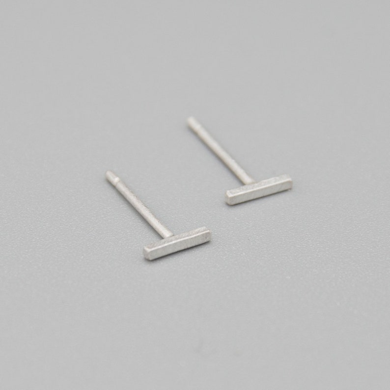 Tiny Rectangle Stud Earrings Textured /& Oxidised Sterling Silver