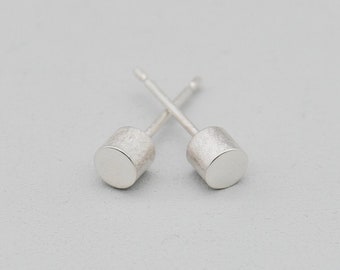 Exclusive* | Cylinder Stud Earrings | Textured with Mirror Finished Top & Black Oxidised Sterling Silver