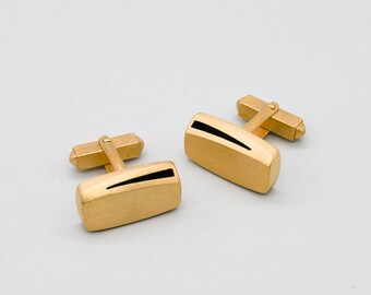 Curved Curves Rectangle Cufflinks | Textured, Oxidised, Gold-plated Sterling Silver