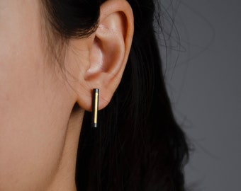 Keum-boo | Cylinder Earrings | 24K Gold & Sterling Silver.