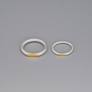 One on Another 24K Gold Foil & Sterling Silver Keum-boo Circular Couples Ring Gift for her Gift for him image 3