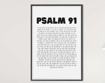 Psalm 91, Christian Wall Art, Christian Gifts, Posters and Prints, Scriptures Wall Prints, Christian Posters, Psalm Poster, Prayer Print