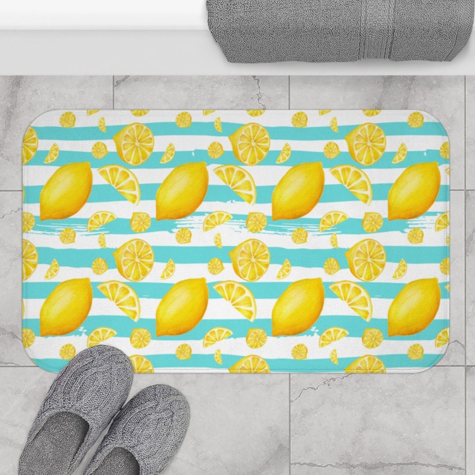 Sky Lemon Mat Lemon Bath Mat Lemon Kitchen Mat Lemon Floor Etsy