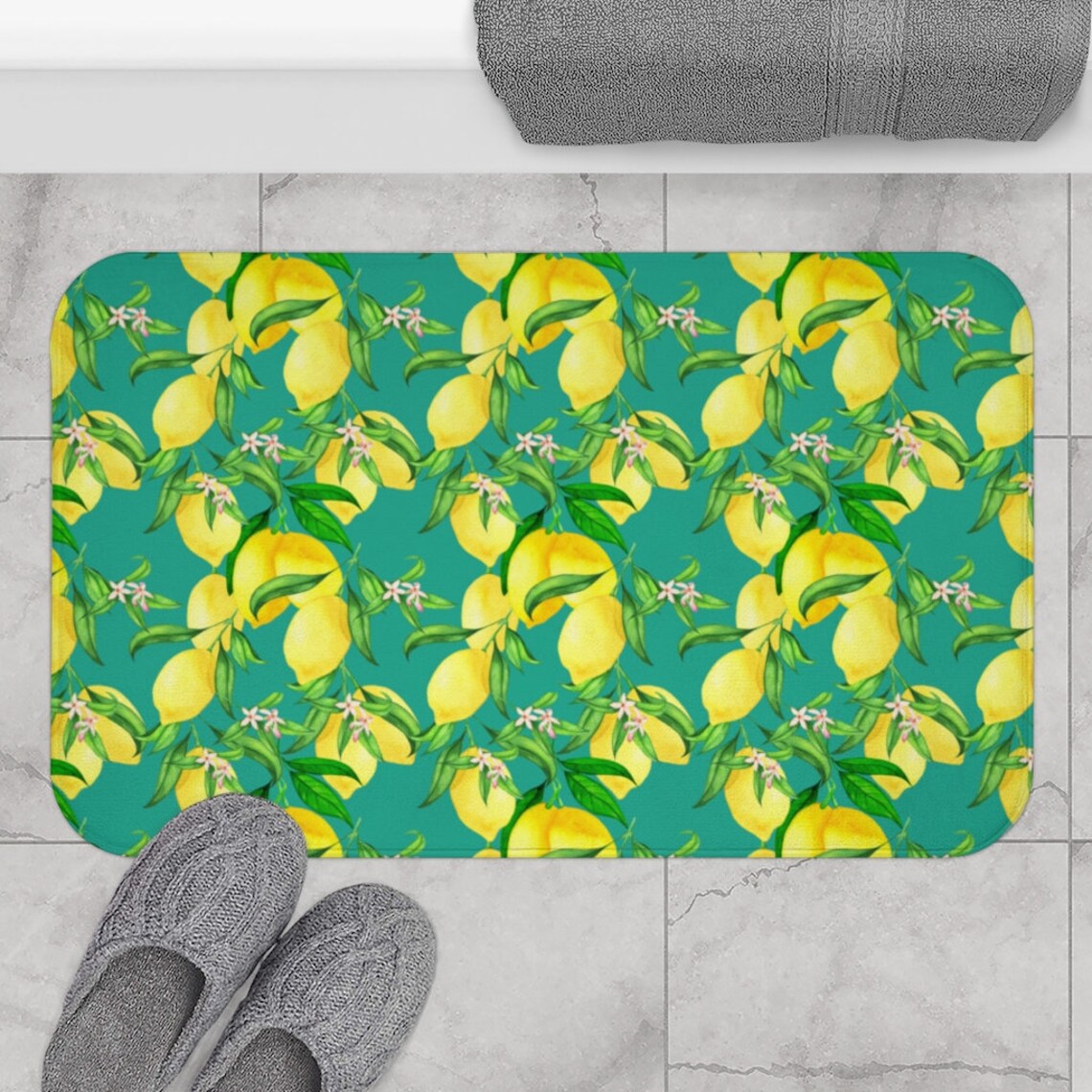 Lemon Mat Lemon Bath Mat Lemon Kitchen Mat Lemon Floor Mat Etsy