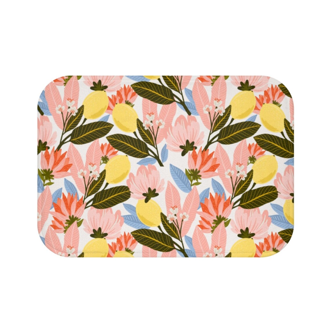 Lemon Flower Mat Lemon Bath Mat Lemon Kitchen Mat Lemon Etsy