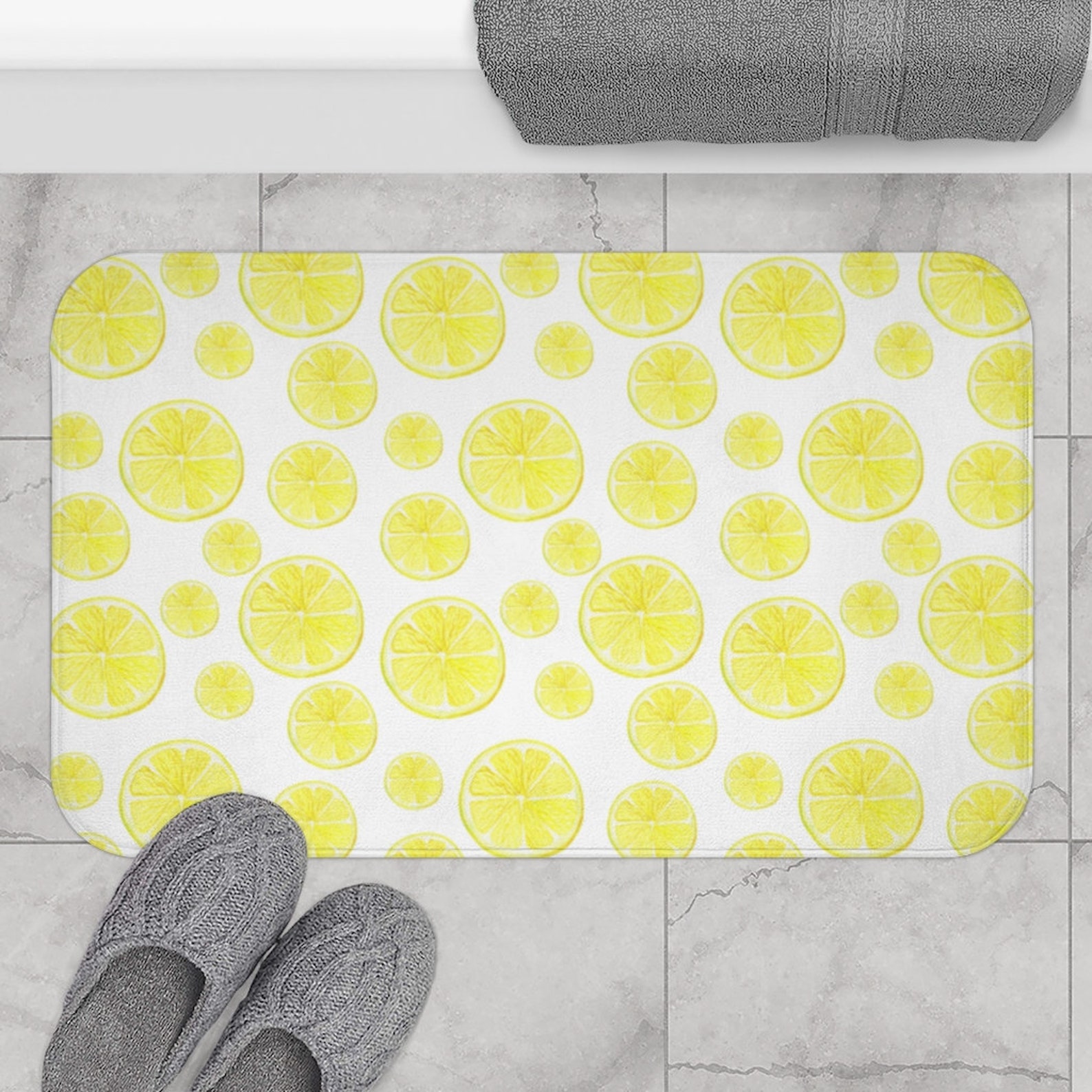 Lemon Mat Lemon Bath Mat Lemon Kitchen Mat Lemon Floor Mat Etsy
