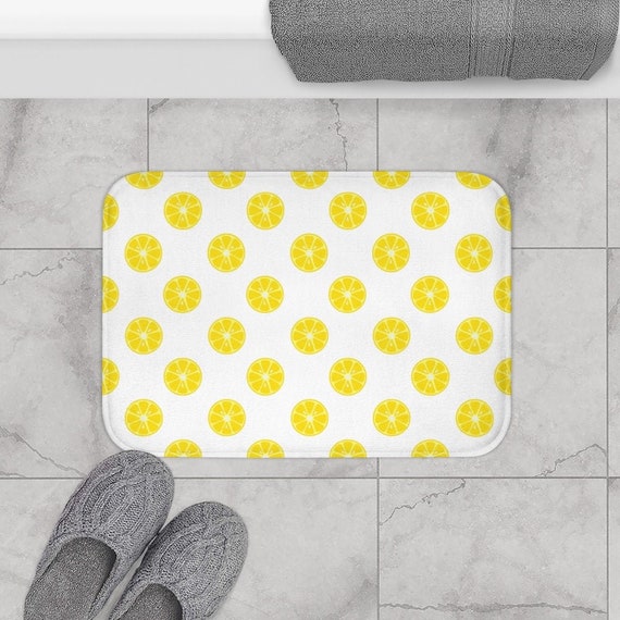 Lemon Slice Mat Lemon Bath Mat Lemon Kitchen Mat Lemon Etsy