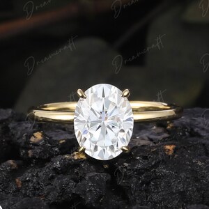 14K Solid Gold Ring / 2CT Oval Diamant Ehering / Solitär Moissanite Verlobungsring / Jubiläumsring/Versprechensring für sie