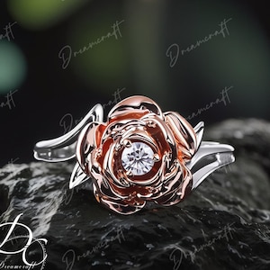 Floral 3mm Moissanite DE Color Engagement Ring Rose Movie Flower Jewelry 925 Sterling Silver Anniversary Ring For Women