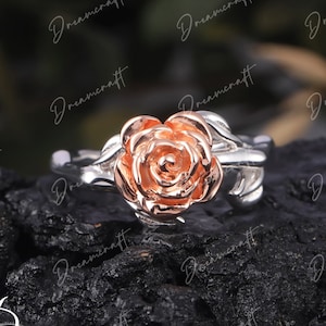 925 Sterling Silver Rose Ring, Rose Diamond Ring, Flower 925 Sterling Silver Rose Ring, Rose Diamond Ring, Flower