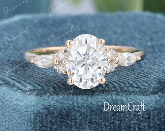 14K Solid Gold Ring / 1.5CT Oval Moissanite Wedding Ring/  Diamond / Moissanite Engagement Ring/ Anniversary Ring/Promise Ring For Her