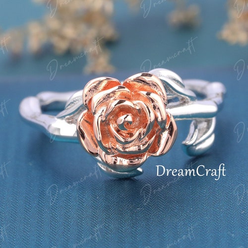 Unique Rose Flower Natural Garnet Promise Ring 925 Sterling - Etsy