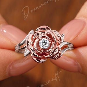 Floral 3mm Moissanite DE Color Engagement Ring Rose Movie Flower Jewelry 925 Sterling Silver Anniversary Ring For Women
