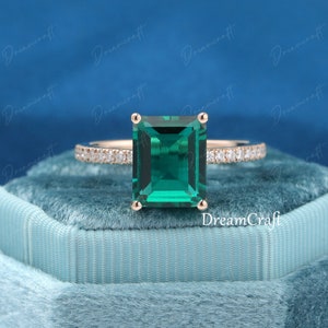 Emerald Engagement Ring 4CT Emerald Cut Unique Green Emerald - Etsy