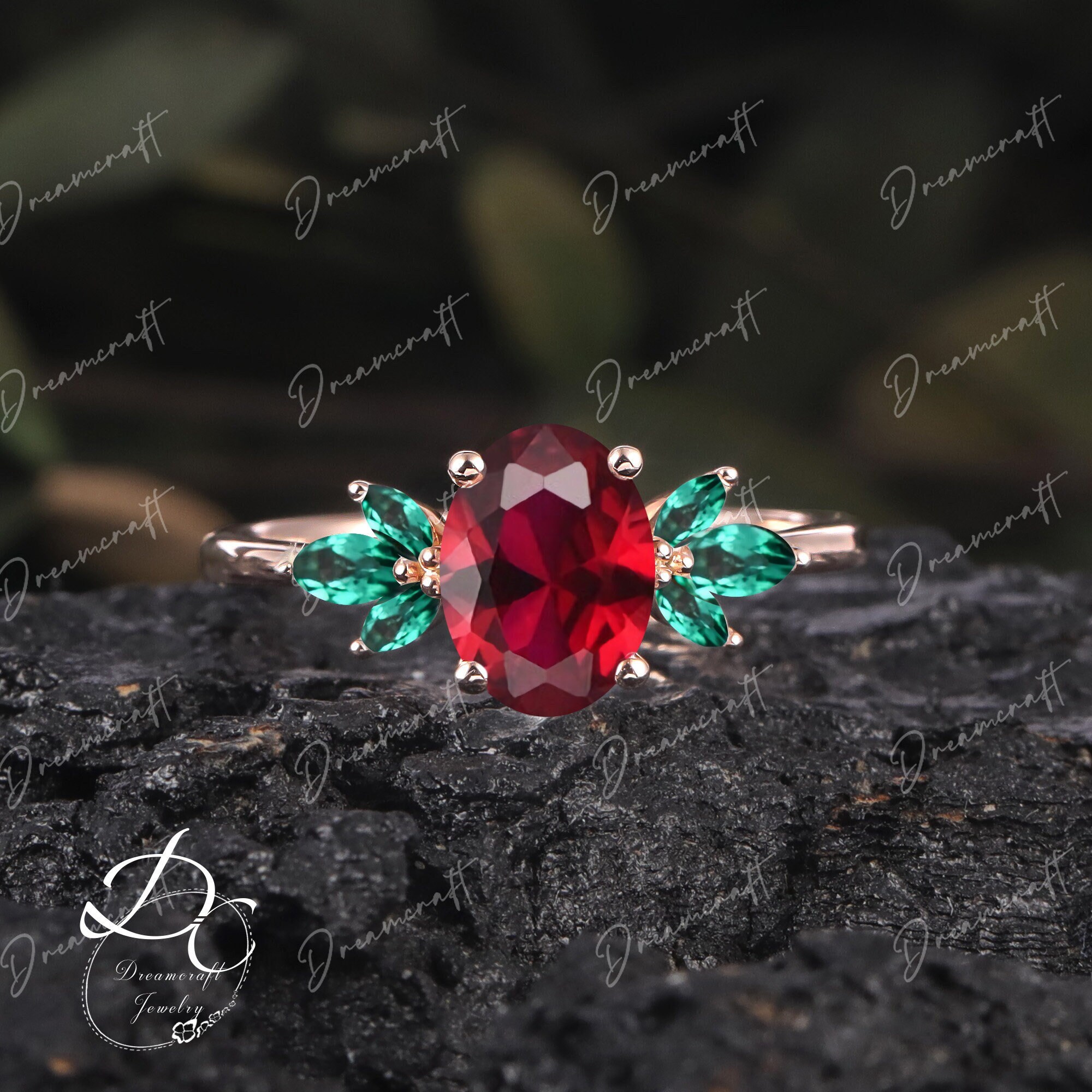 Garnet emerald ring best sale