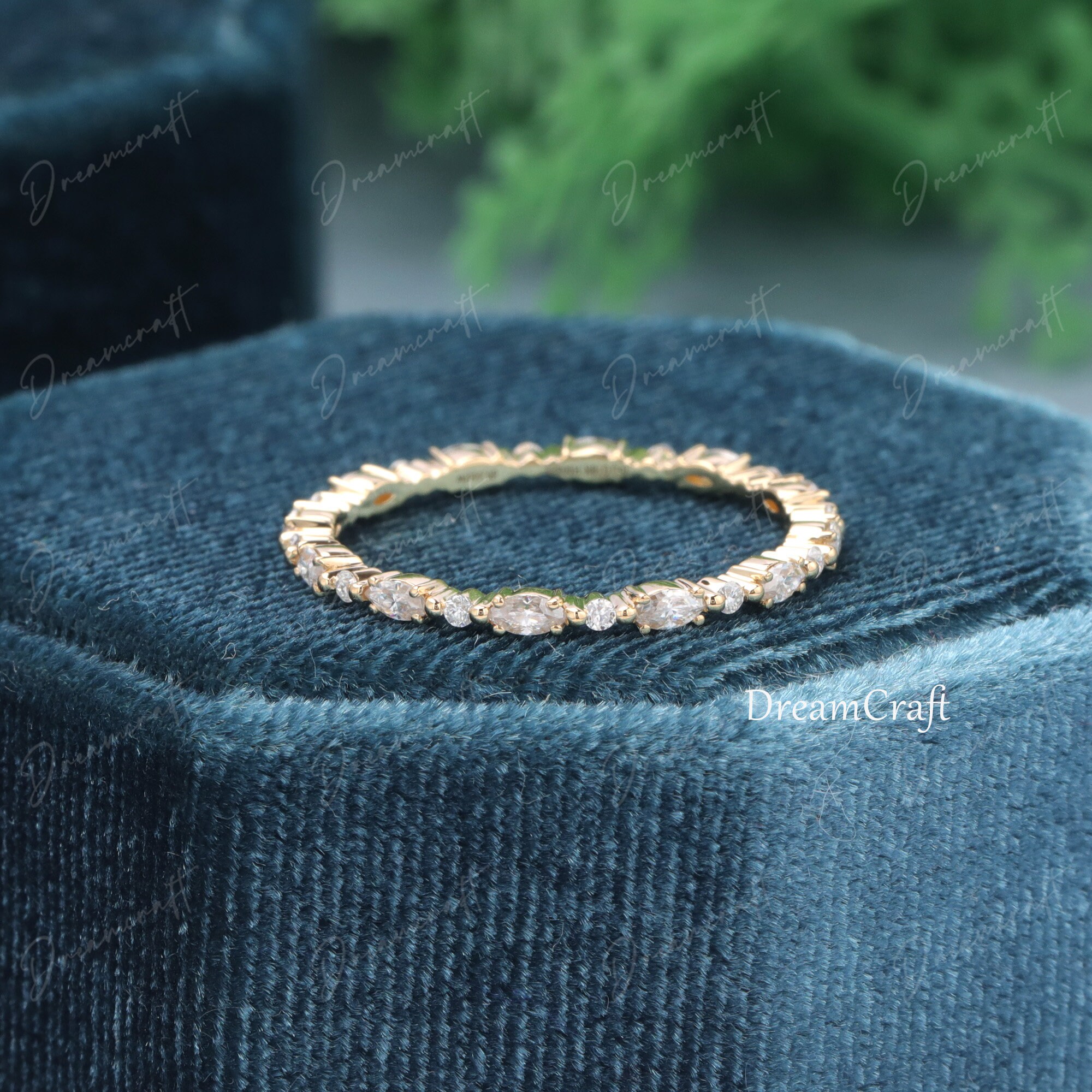 Moissanite Wedding Band Yellow Gold Full Eternity Wedding Band | Etsy