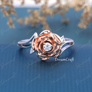 Floral 3mm Moissanite DE Color Engagement Ring Rose Movie Flower Jewelry 925 Sterling Silver Anniversary Ring For Women