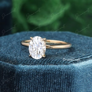 Moissanite Engagement Ring/ 14K Solid Gold Ring/ 1.5CT Oval - Etsy