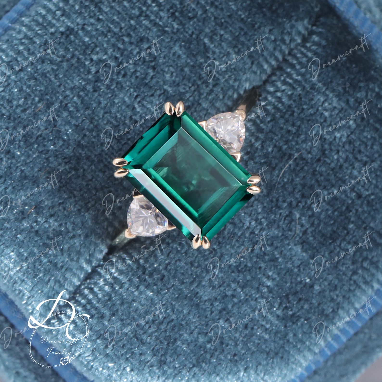 Emerald Engagement Ring 3.0CT Emerald Cut Green Engagement Etsy