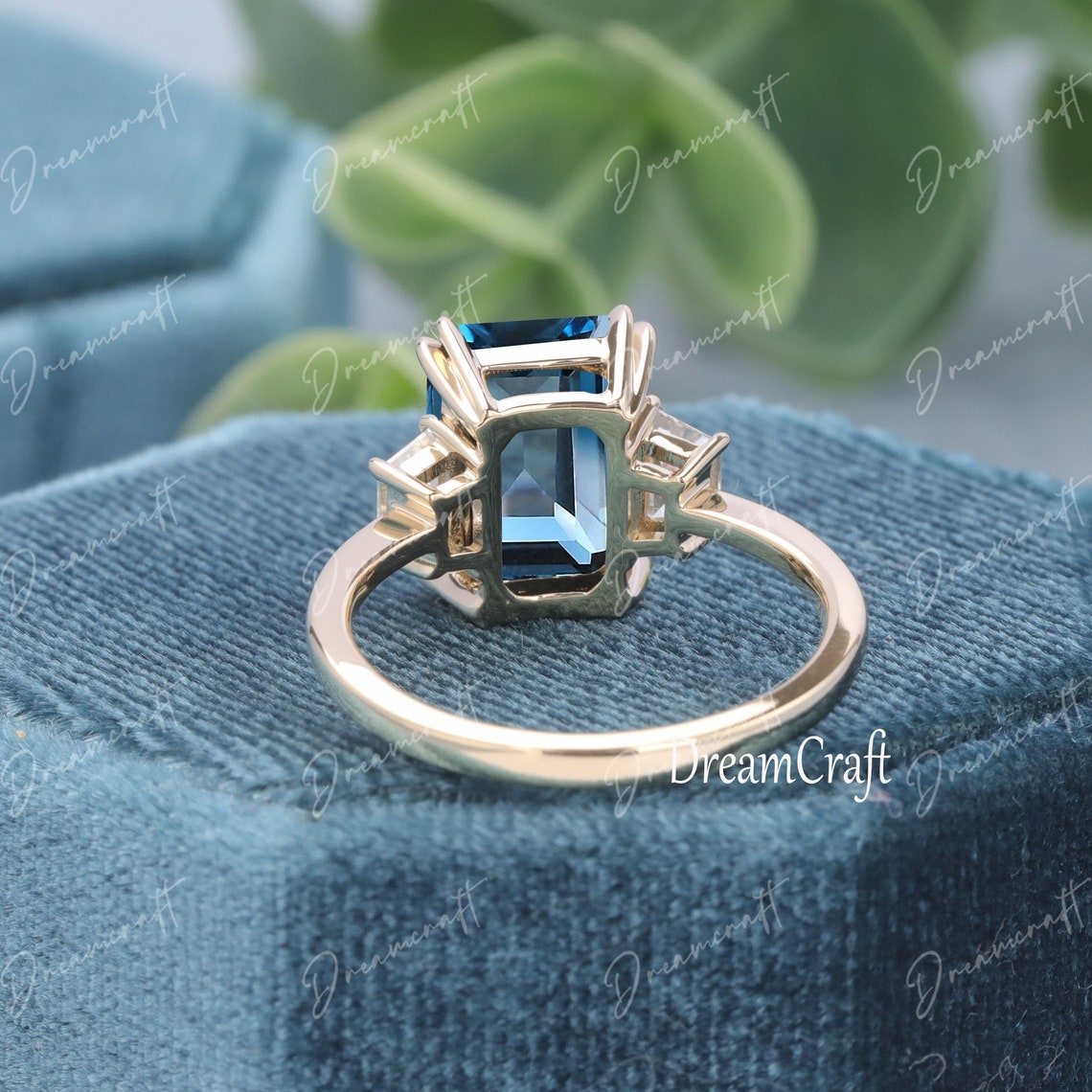 London Blue Topaz Engagement Ring 4CT Emerald Cut Vintage - Etsy