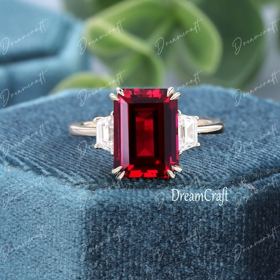 Vintage emerald cut ruby ring online
