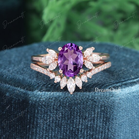 Bague Vintage Thank En Fix Et Améthyste - Taille 56 Doré - Occasion