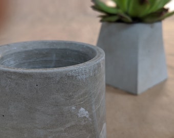 Grey Concrete Planter | Succulent | Square Base Circle Top | Indoor Garden