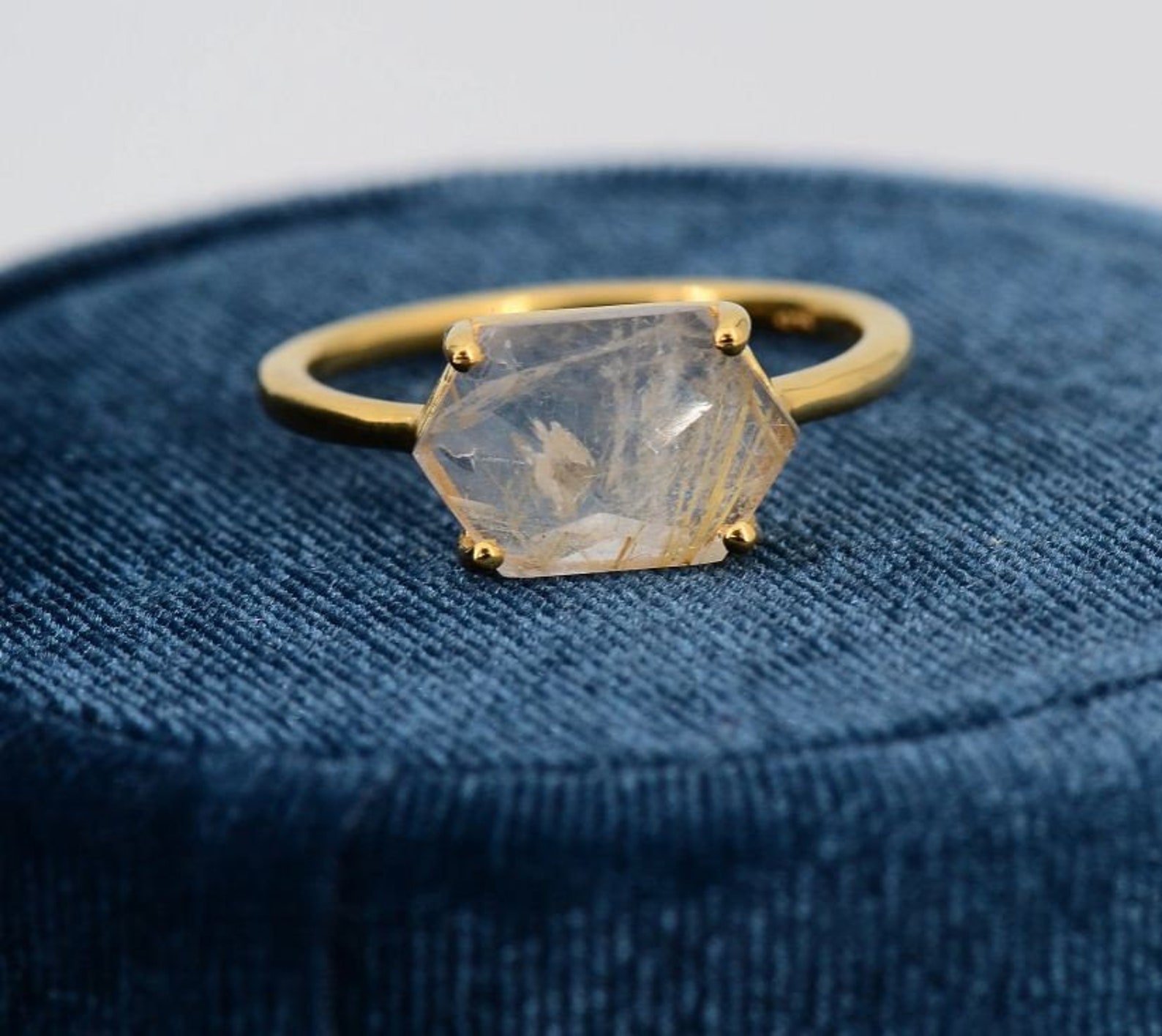 Natural Rutilated Quartz Ring Rose Gold Ring Sterling Silver | Etsy