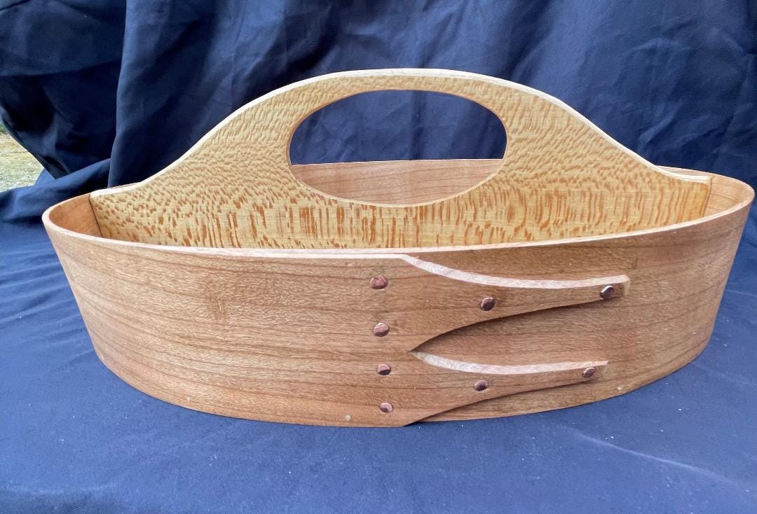 Shaker Oval Divided Carrier Cherry and Quartersawn Sycamore