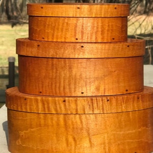 Tiger maple Shaker oval boxesstack of 3 image 2
