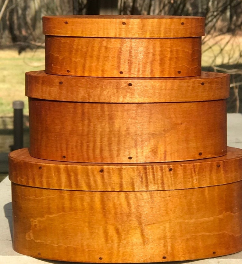 Tiger maple Shaker oval boxesstack of 3 image 2