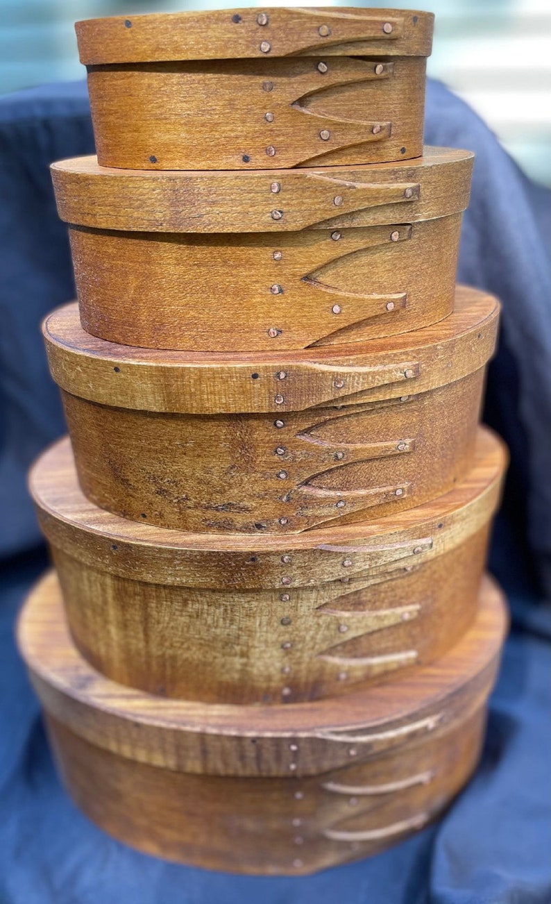 Shaker Oval Boxes Antique Finish Stack of 5 Sizes 15 Etsy