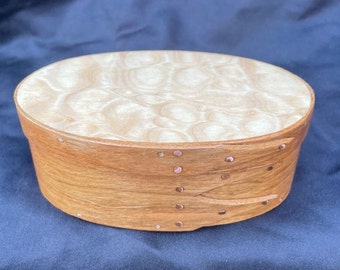 Cherry and Quilted Maple Shaker Oval Box Size # 1