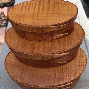 Tiger maple Shaker oval boxesstack of 3 image 3